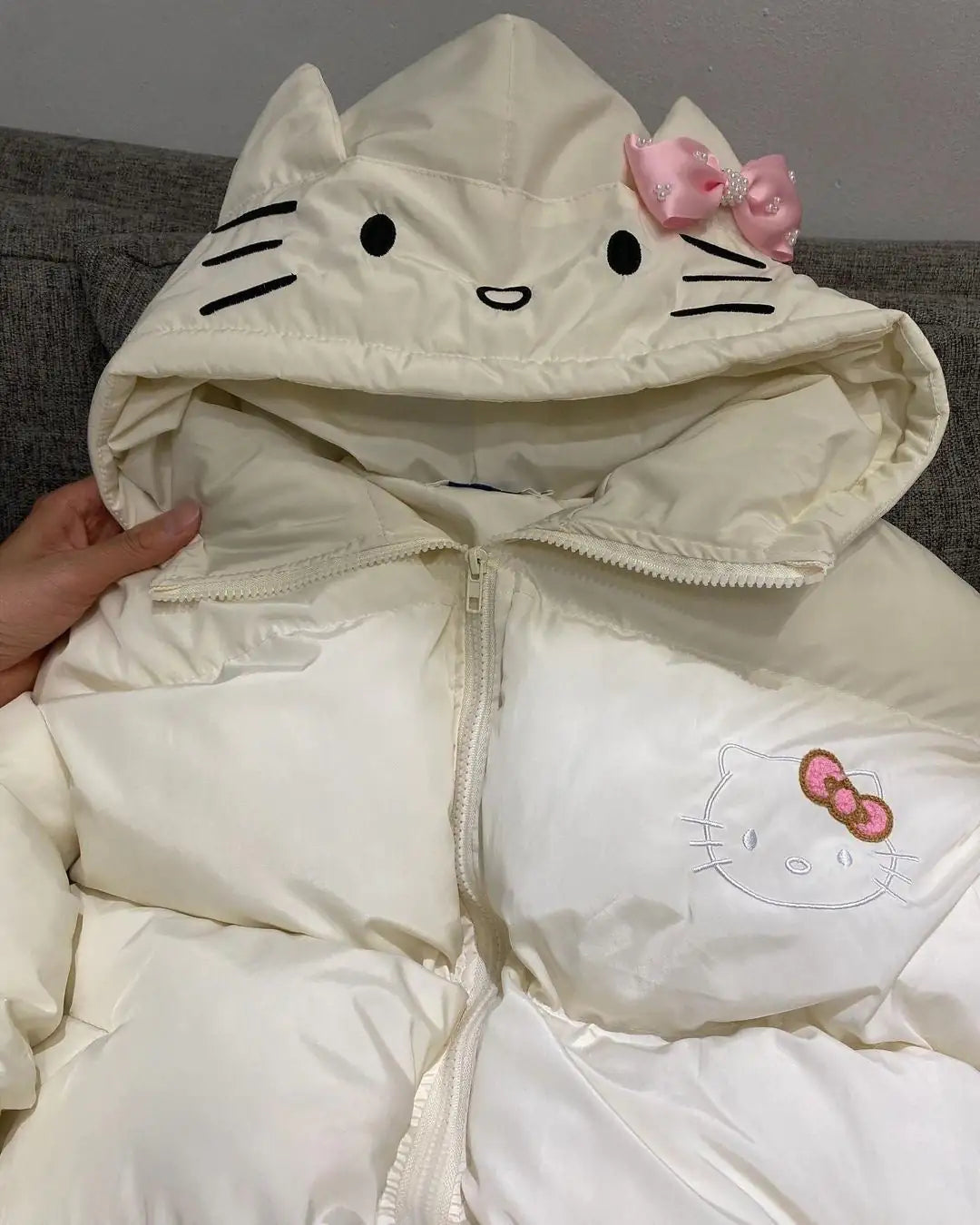 Hello Kitty White Designer Puffer Jacket