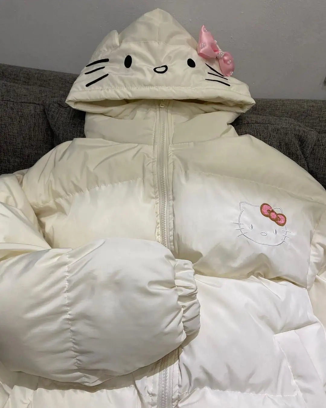 Hello Kitty White Designer Puffer Jacket