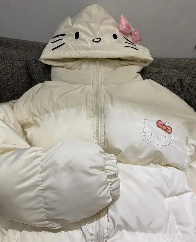 Hello Kitty White Designer Puffer Jacket